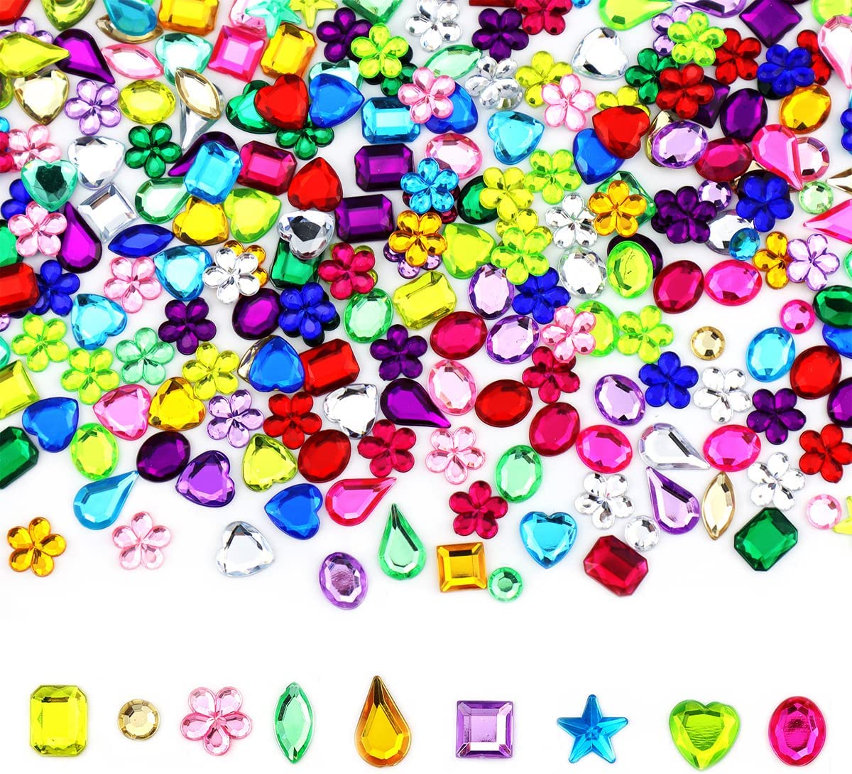  YIQIHAI 360pcs Flatback Rhinestones for Crafting, Gems Jewels  for Crafts, Acrylic Gemstone for Party Decor with Box