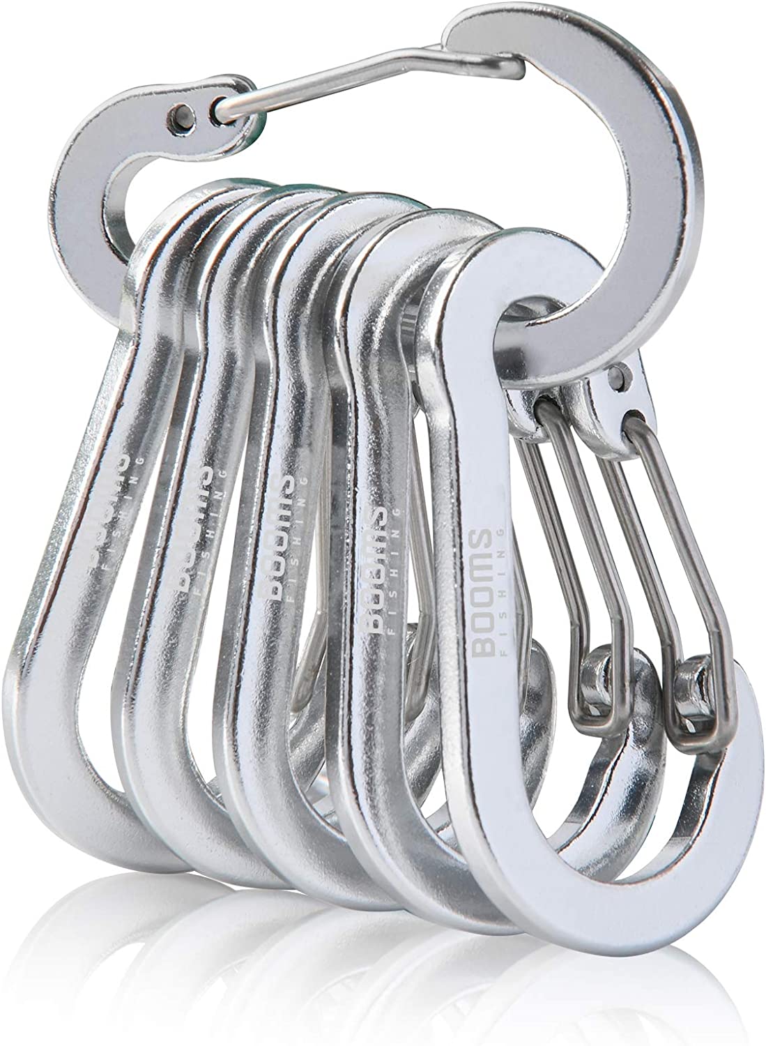 Booms Fishing CC1 Multi-Use Carabiner Clip, 6 Pack Small Caribeener Clips, Mini Keychain Caribeaner Clip 2 inch, Aluminum D Ring Carabiners