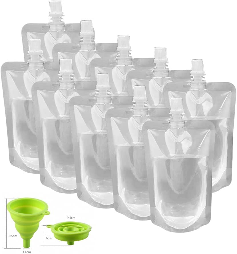 Patelai 150 Pieces Plastic Flasks Reusable Juice Pouches Travel Water Pouch  Leak Proof Bags Bulk with Collapsible Silicone Funnel for Travel Outdoor (8  oz) - Yahoo Shopping