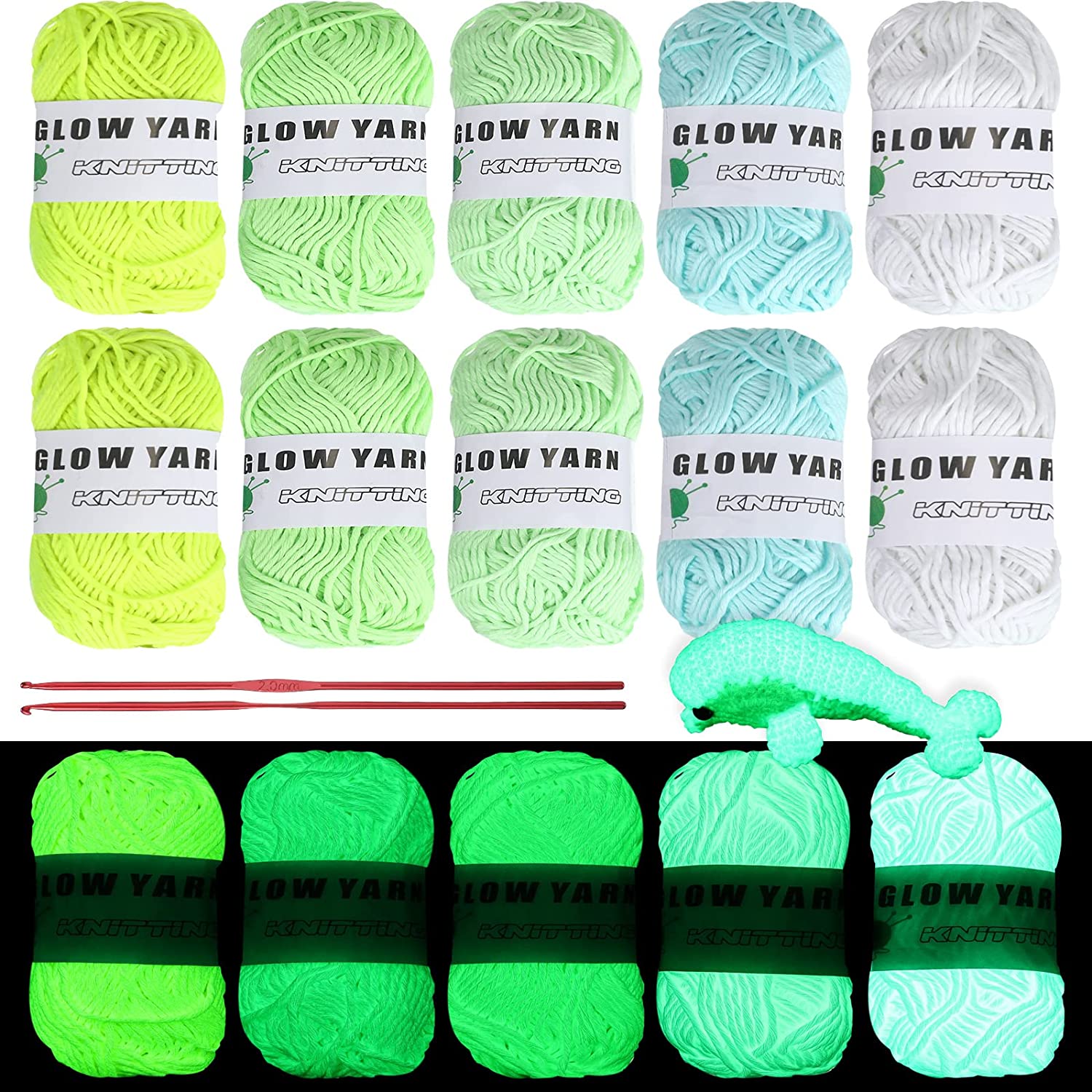 Glow in The Dark Yarn Luminous Crochet Yarn for Crocheting DIY