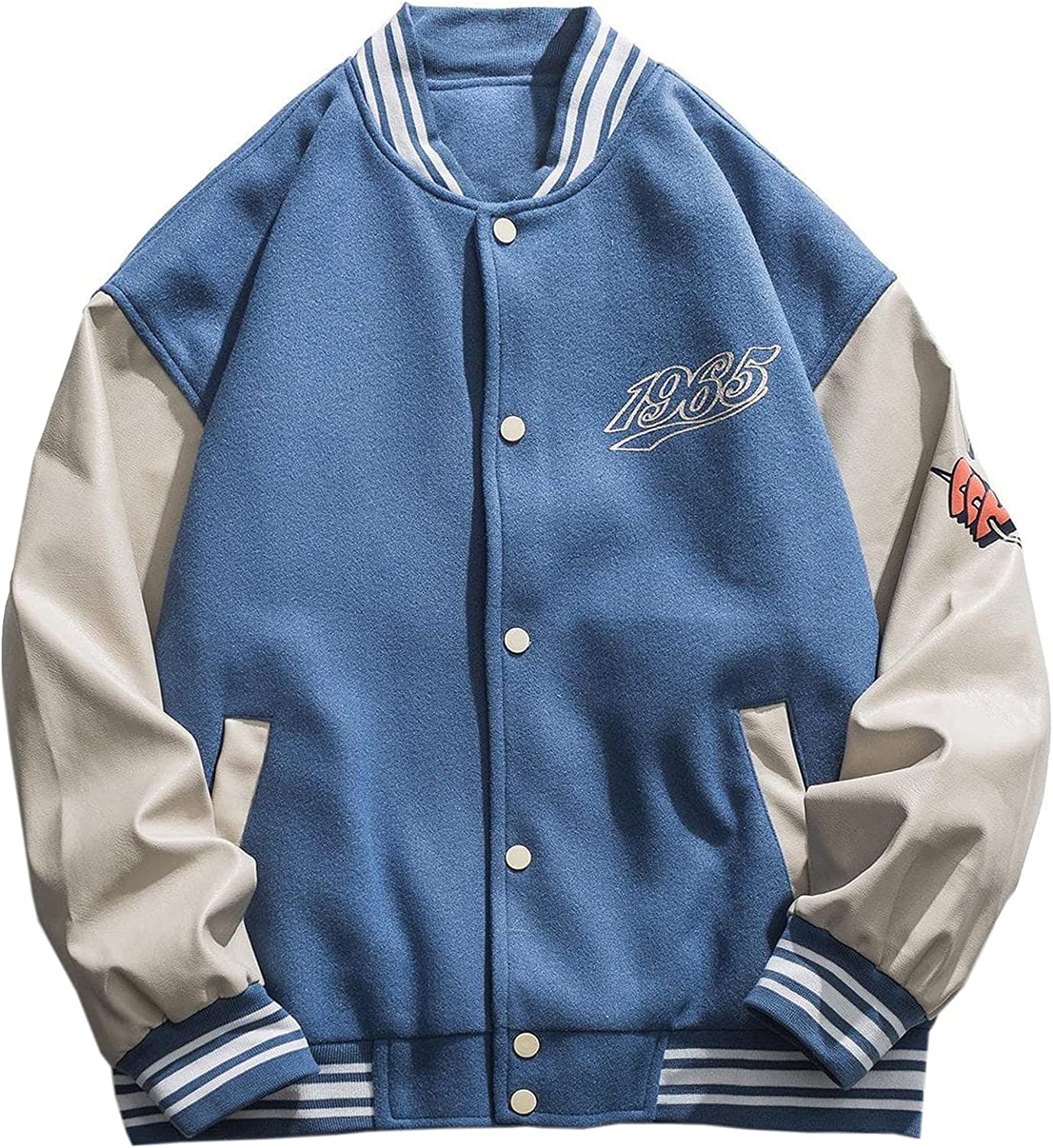 PAROSEN Men's Varsity Jacket Streetwear Unisex Graphic Baseball Y2K Vintage  Boomber jacket Coat Outwear at  Men's Clothing store