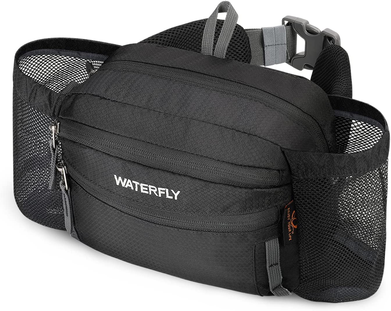 WATERFLY Hiking Waist Bag Fanny Pack with Water Bottle Holder for Men Women  Running & Dog Walking Fit All Phones