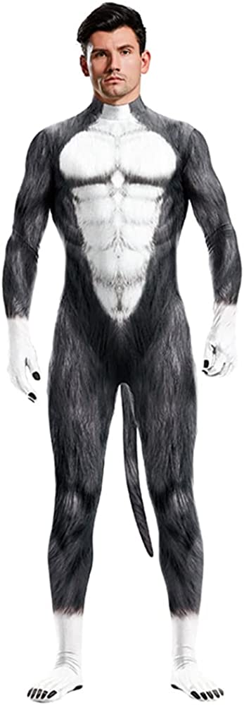 Gesikai Mens Boys The Predator Cosplay Halloween Costumes Spandex Zentai Suit Bodysuit Jumpsuit for Adults Kids