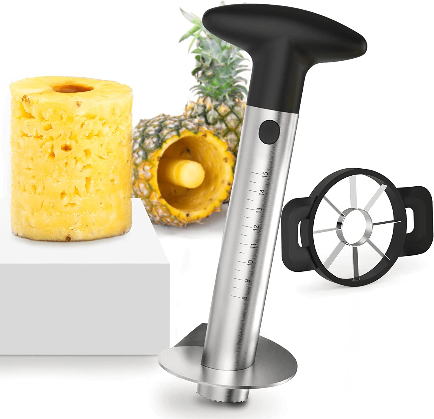 Pineapple Corer, [Upgraded, Reinforced, Thicker Blade] Newness Premium  Pineapple Corer Remover (Black)