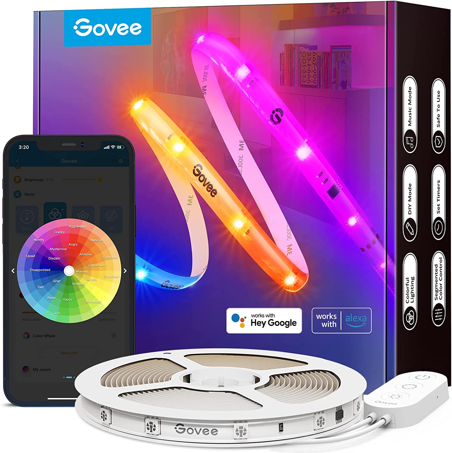 Govee RGBIC TV LED Backlight - App Control, Music Sync, for 40-50 inch TVs