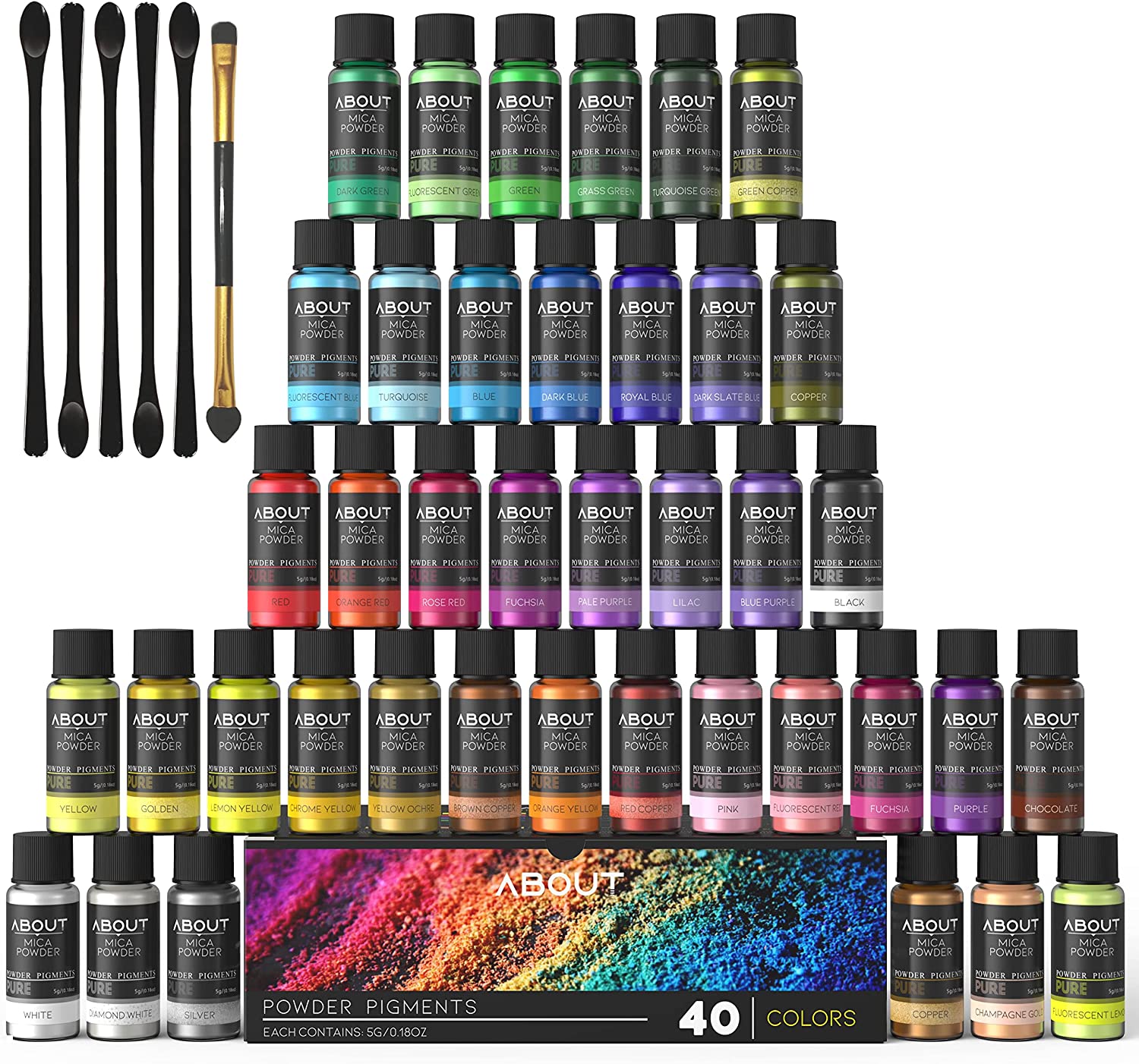 MARBLERS Cosmetic Grade Lip-Safe Mica Powder [MLBB 8 Color Set] 4oz (112g) | Pearlescent Pigment | Dye | Non-Toxic | Vegan | Cruelty-Free | Lip