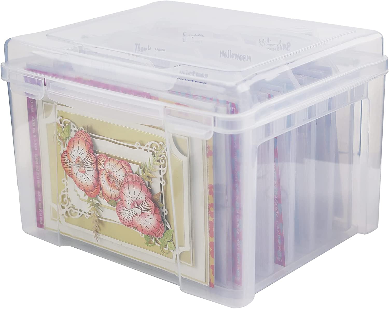 iBune 4 Pack 12x12 Paper Storage Scrapbook Storage Box for 12 x 12 Paper  Po