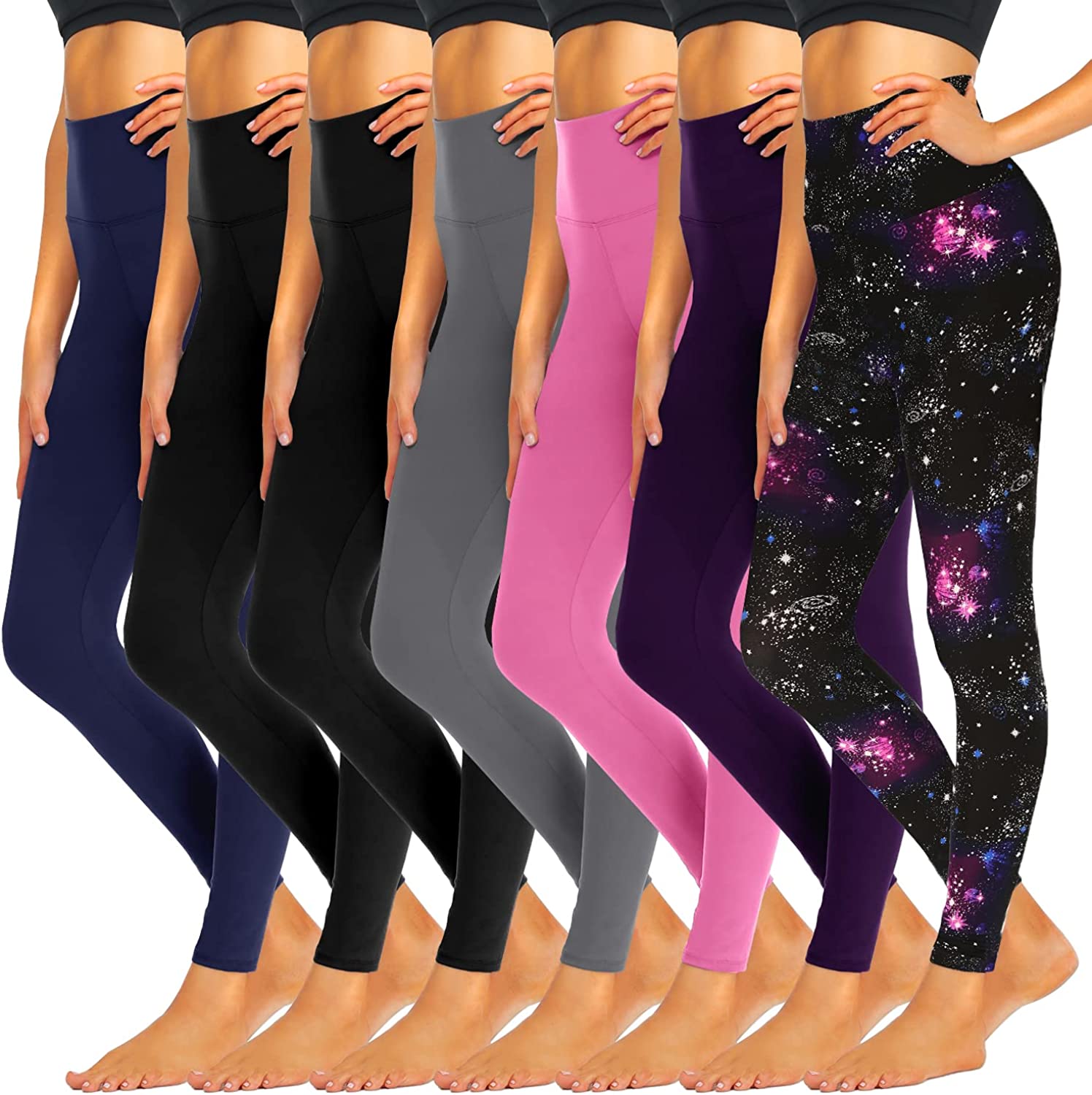 TNNZEET 7 Pack Fleece Lined Leggings Women, Warm Winter Black Thermal  Workout Yoga Leggings
