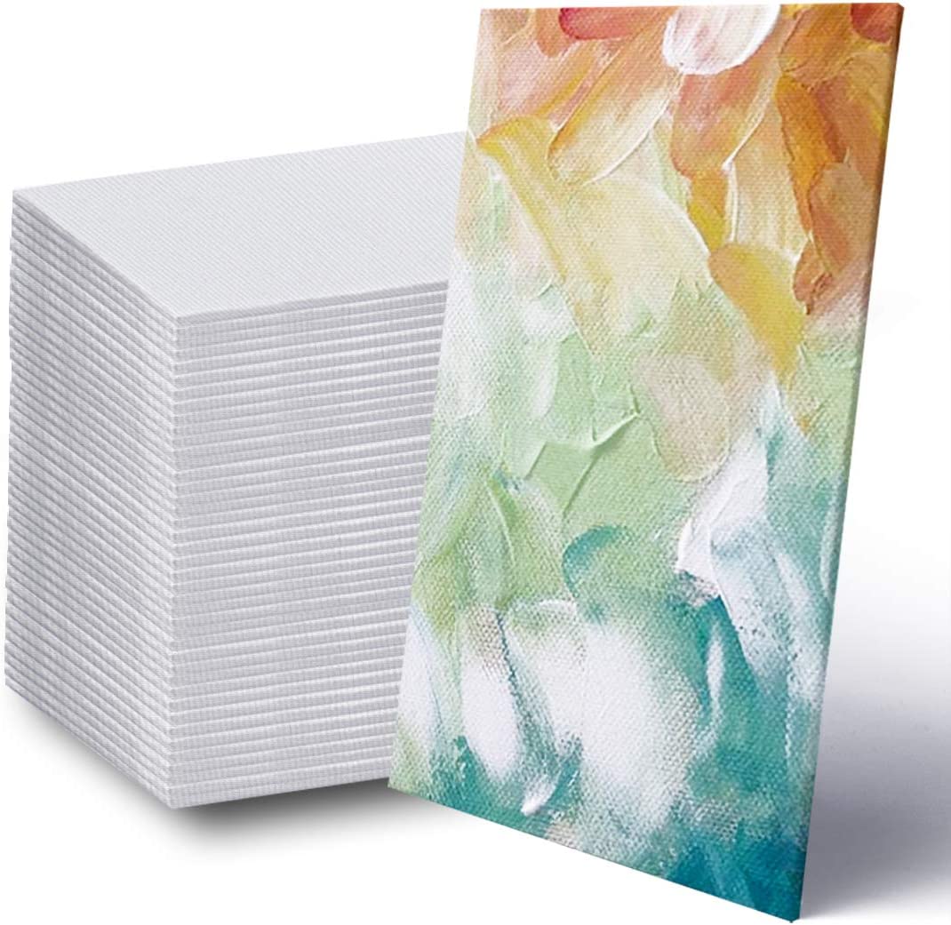 AUREUO Mini Stretched Canvas - 2x2 inch/24 Pack - 2/5 inch Profile Little Square Canvas - Gift Set for Kids, Ideal for Painting & Craft