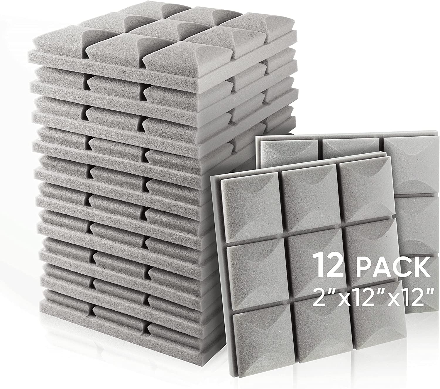 DEKIRU Sound Proof Padding Foam Panels, 24 Pack 2 X 12 X 12 Acoustic Foam  Panel Studio Foam Pyramid Tiles Sound Absorbing Dampening Foam Panels Wall  Soundproofing Treatment with Adhesive Tabs 