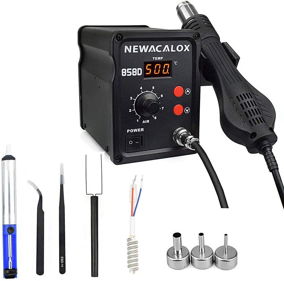 Yescom 2 in 1 Soldering Station Unit Welder Iron Hot Air Gun with 5 Tips  and 3 Nozzles Kit 110V 