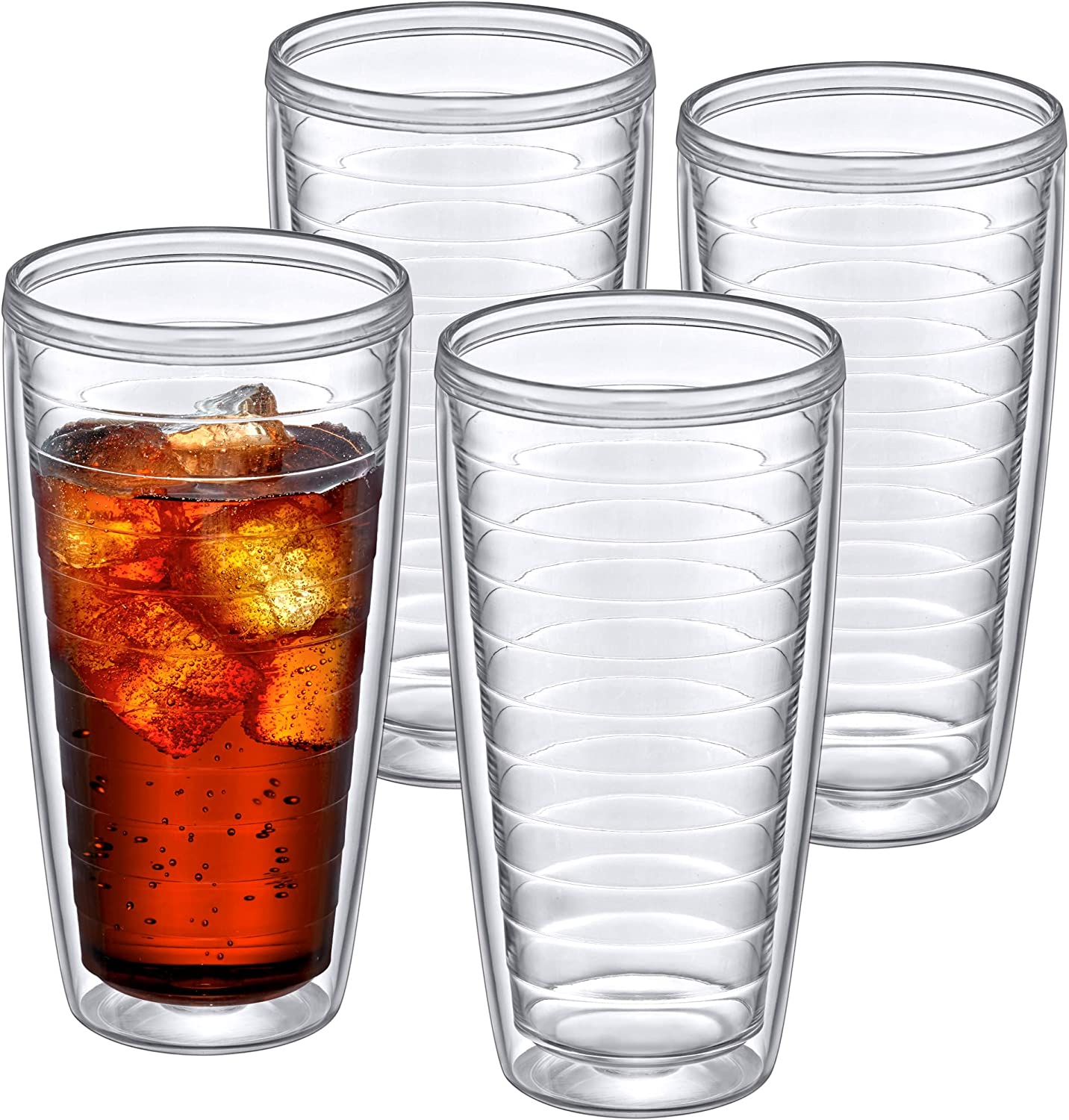 Kurala Unbreakable Plastic Tumbler Cups, Set of 6, Large Water Tumbler Set,  25 oz Highball Drinking Glasses (Clear)