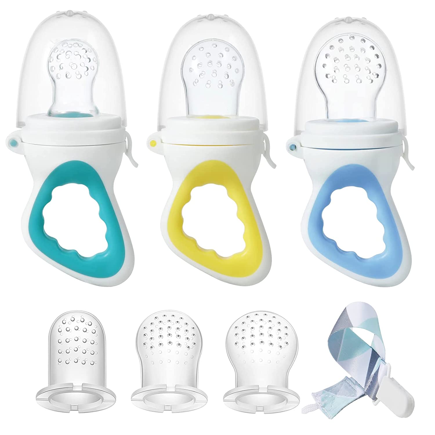 Dilovely Baby Fruit Feeder,Silicone Teething Pacifiers for Babies, Fresh  Food Feeder with 3 Sizes Silicone Pouches, BPA Free Mesh Feeder for Infants  2