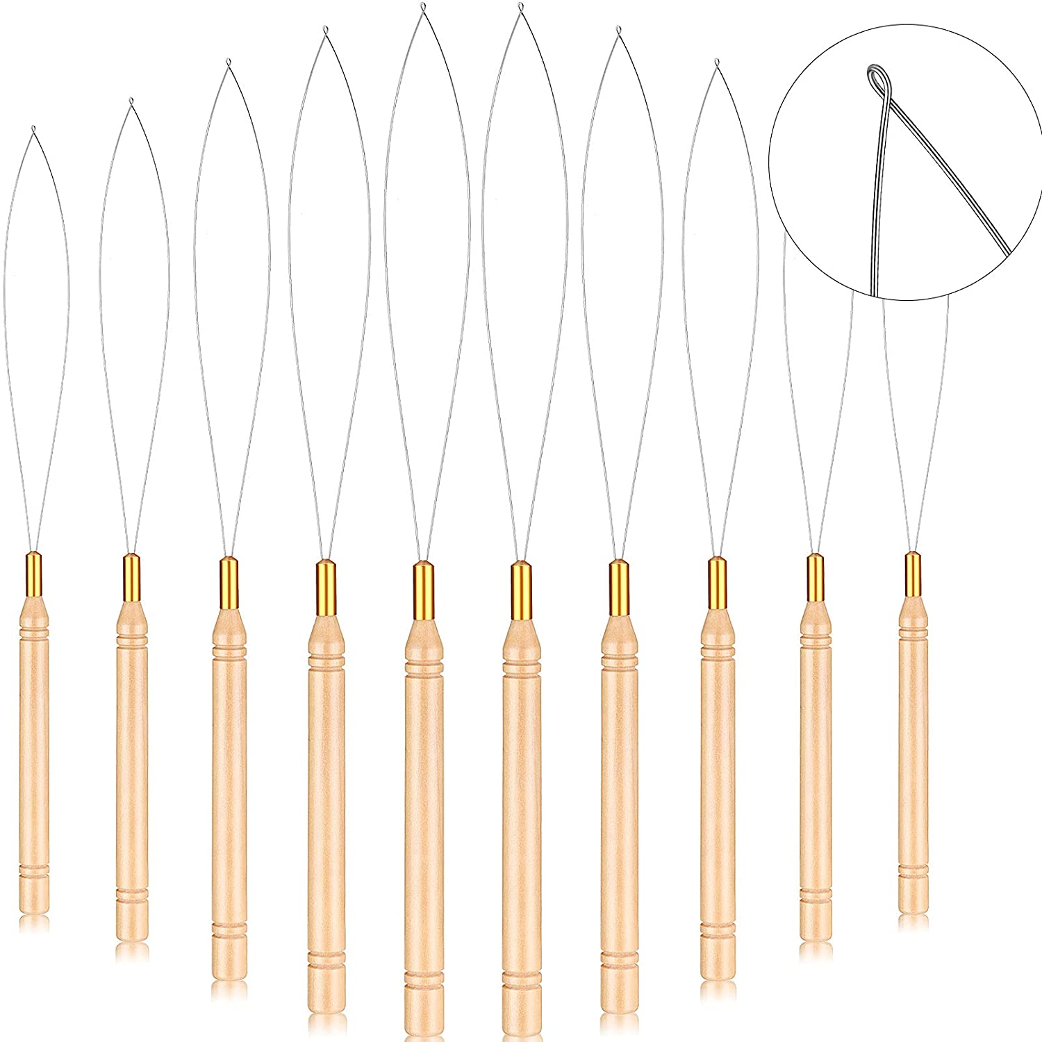 20 Pieces Hair Extension Loop Needle Threader Pulling Hook Needle