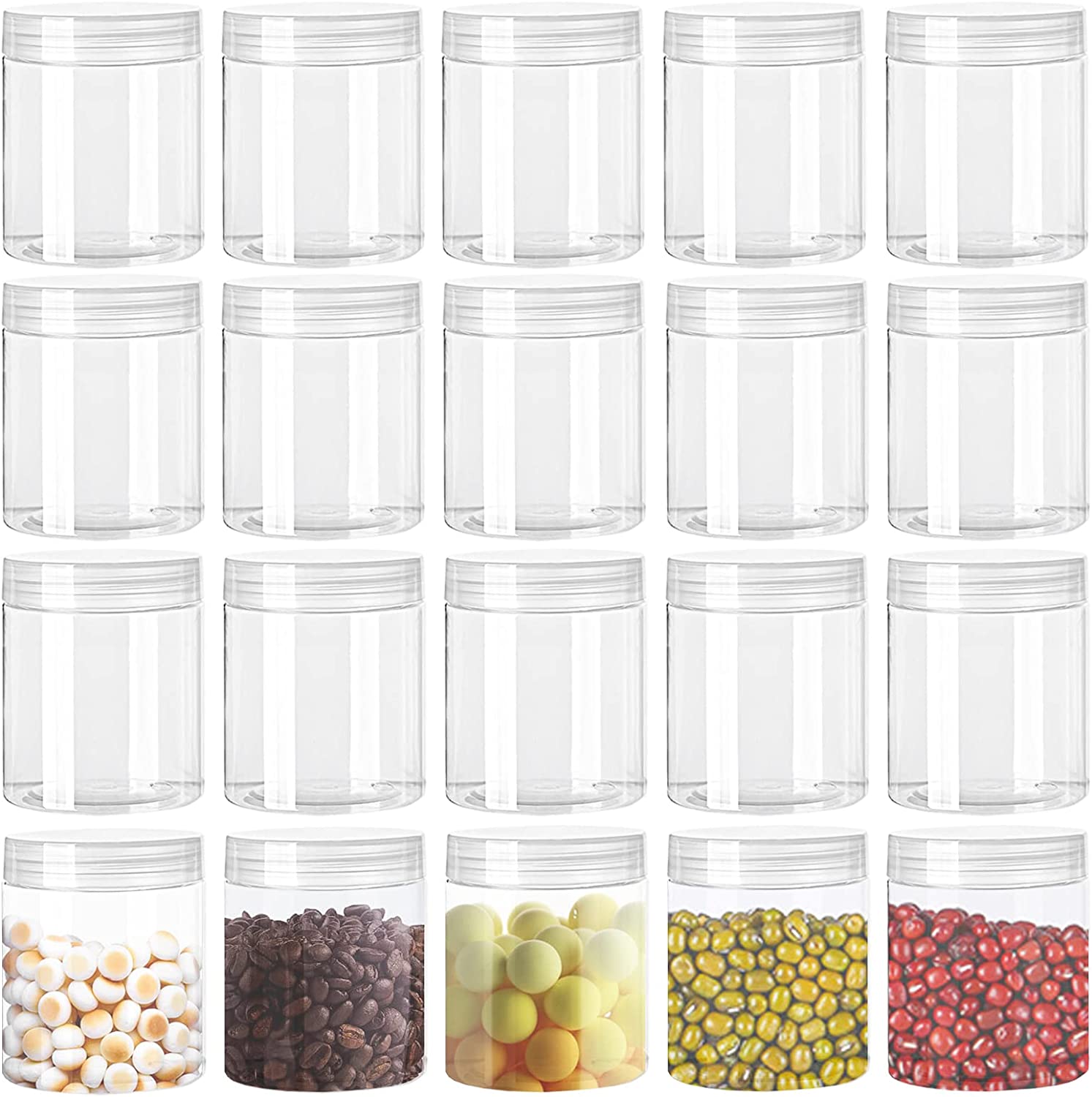 Augshy 40 Pack 4oz Big Size Clear Slime Foam Ball Big Storage Containers with Lids