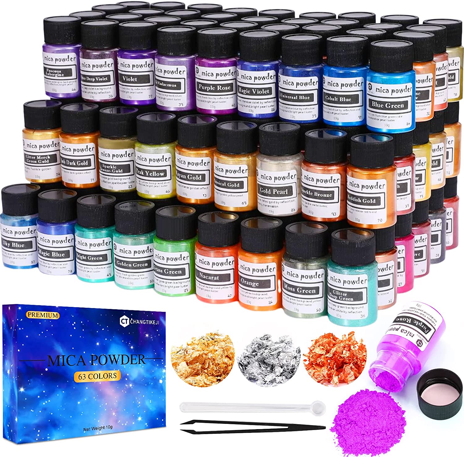 BALTIC DAY 100 Colors - 10 Chameleon Mica Powder for Epoxy Resin 10g/Bottle  - Resin Colorant for Lip Gloss, Soap Making, Candle, Nail, Bath Bomb