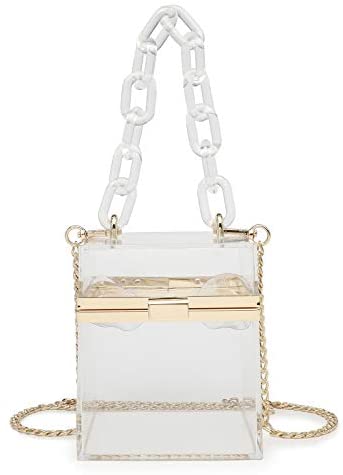 Wholesale Clear Acrylic Boxy Clutch Bag, NFL Stadium Approved Transparent  Gameday Crossbody Purse with Clear Resin Short Handle & Metal Chain Strap  for Concert, Prom, Bridal & Bachelorette Party: Handbags