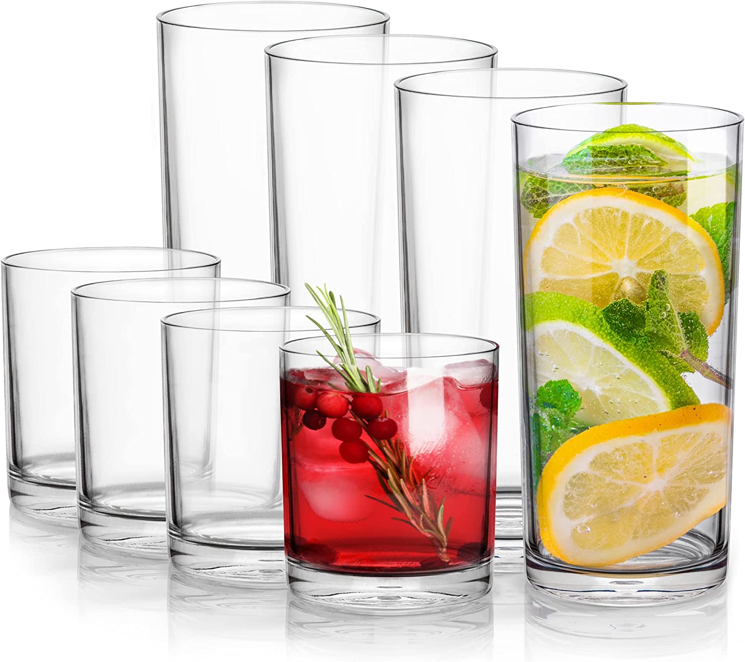 CUKBLESS Drinking Glasses Set of 6, Crystal Highball
