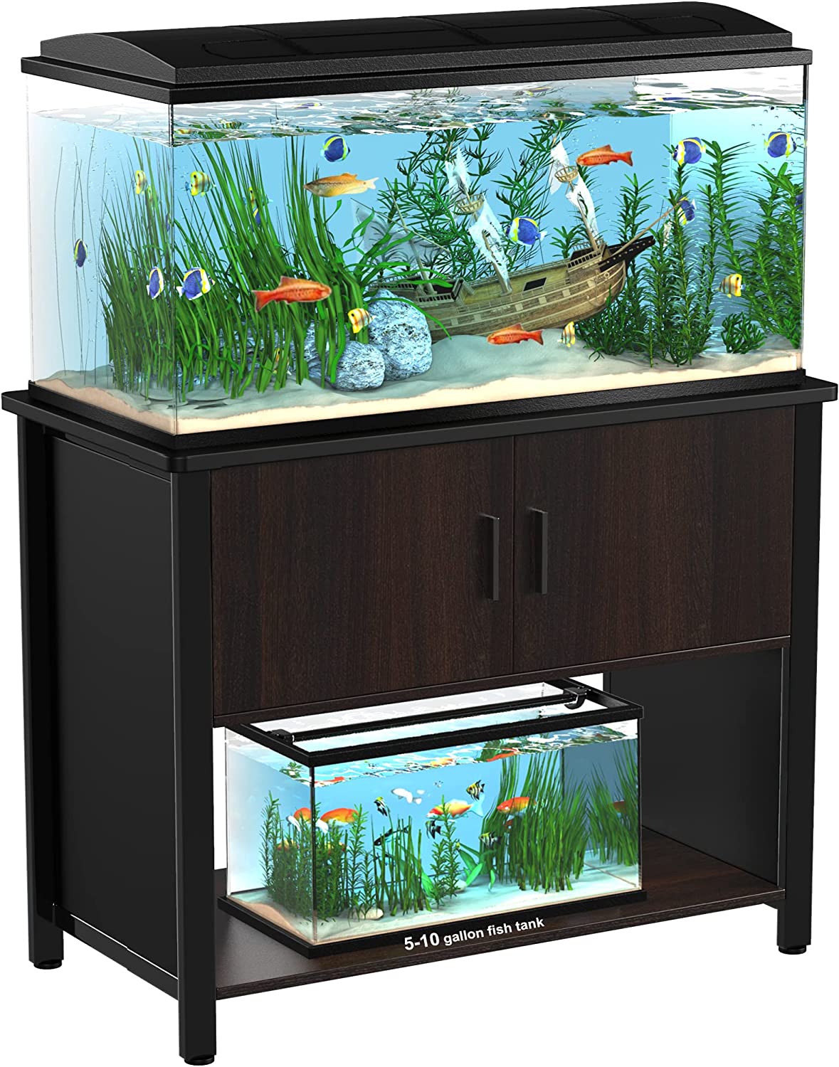 GDLF 40-50 Gallon Fish Tank Stand with Plant Shelf Metal Aquarium Stand  with Cubby Storage