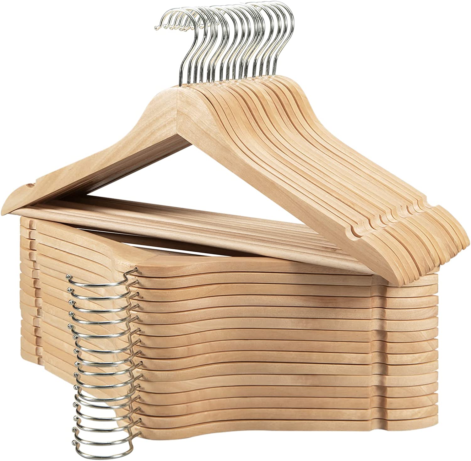 HoneyCanhDo HNG-01733 Hotel Suit Hangers, Maple, 24-Pack