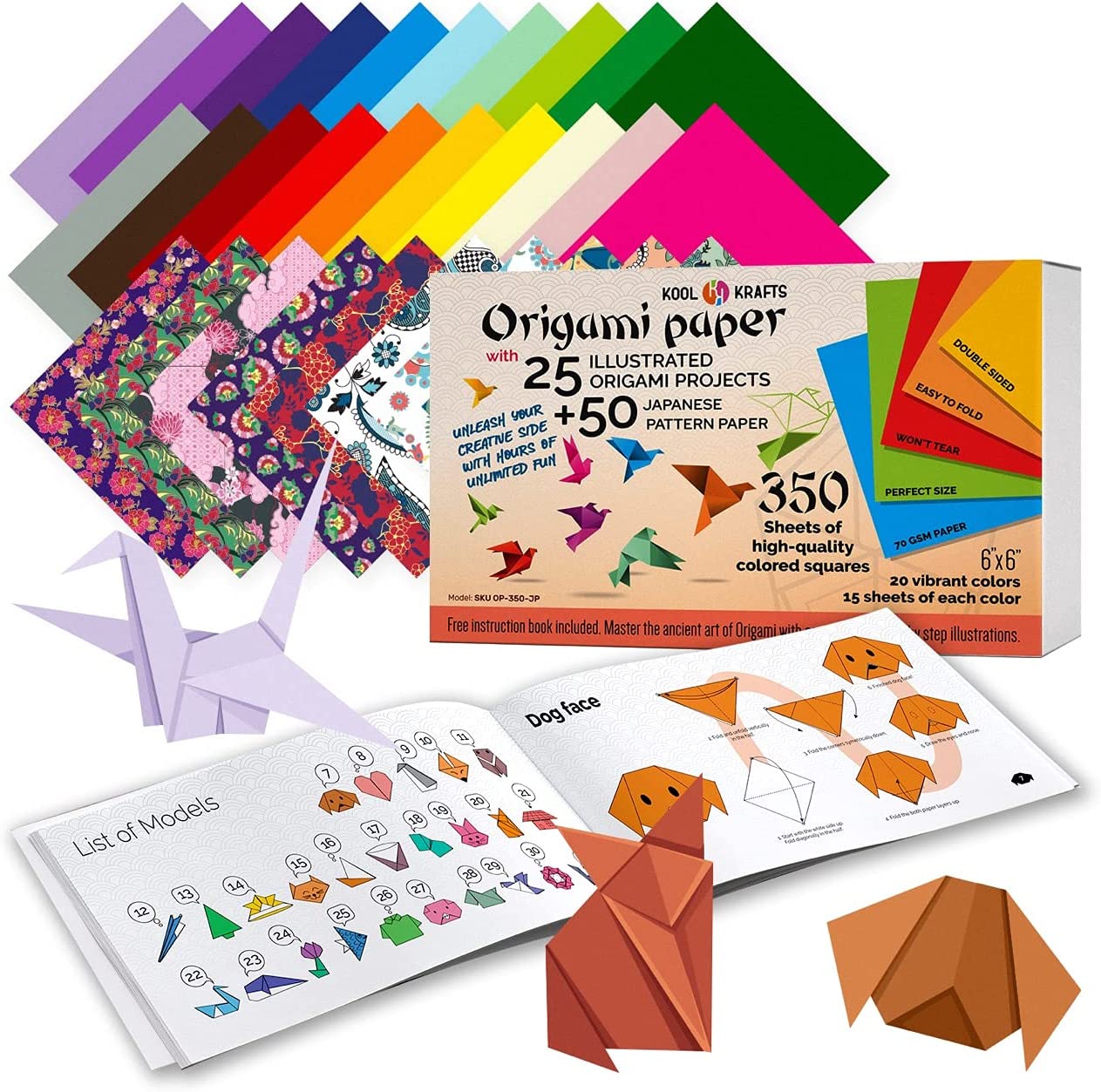  50 Sheets Origami Paper 6x6 Inch, Double Sided Starry