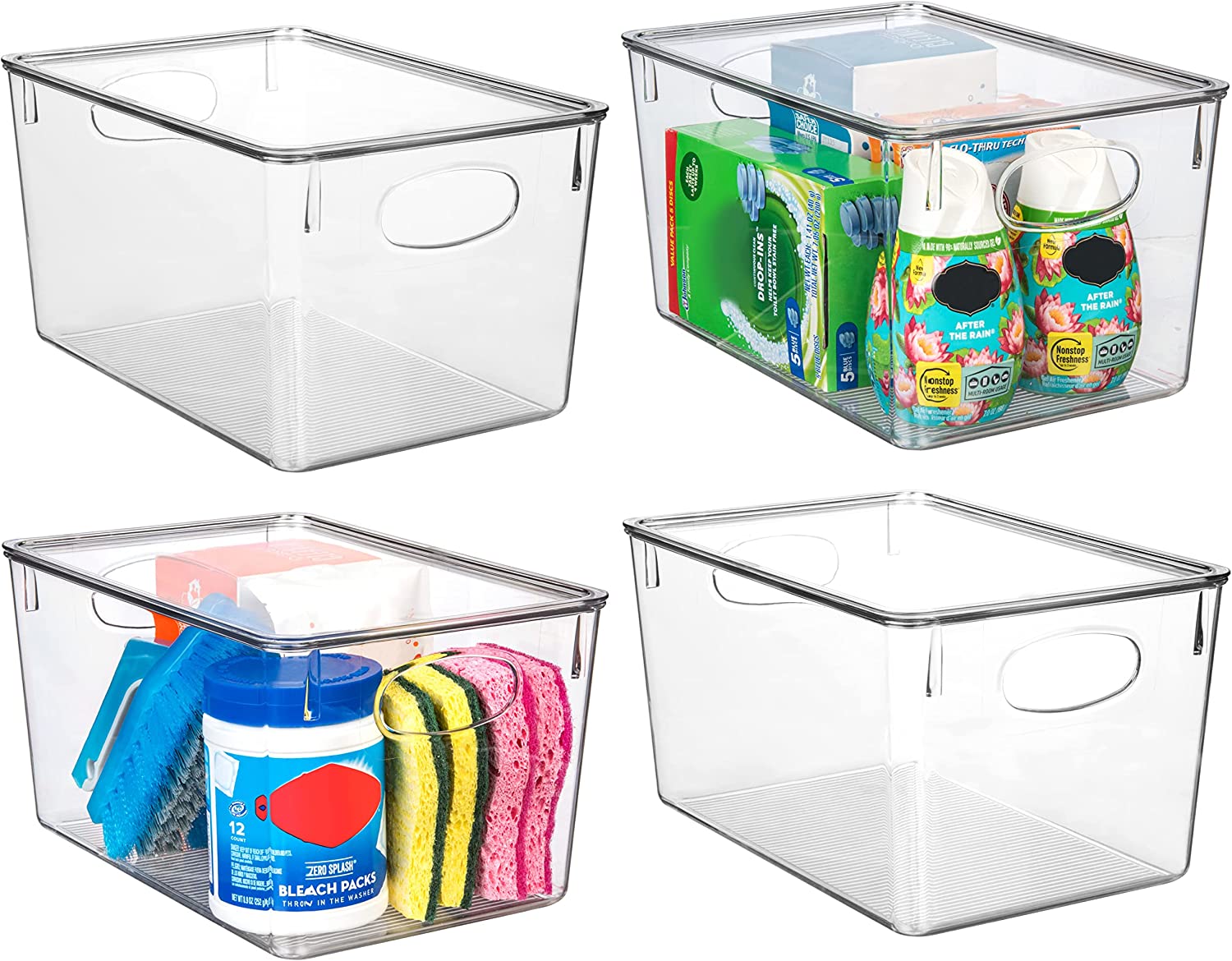 SKTEET 8 Pack Clear Plastic Storage Bins, 4 Large and 4 Small Refrigerator  Organizer Bins with Handles, Pantry Organization and Storage for