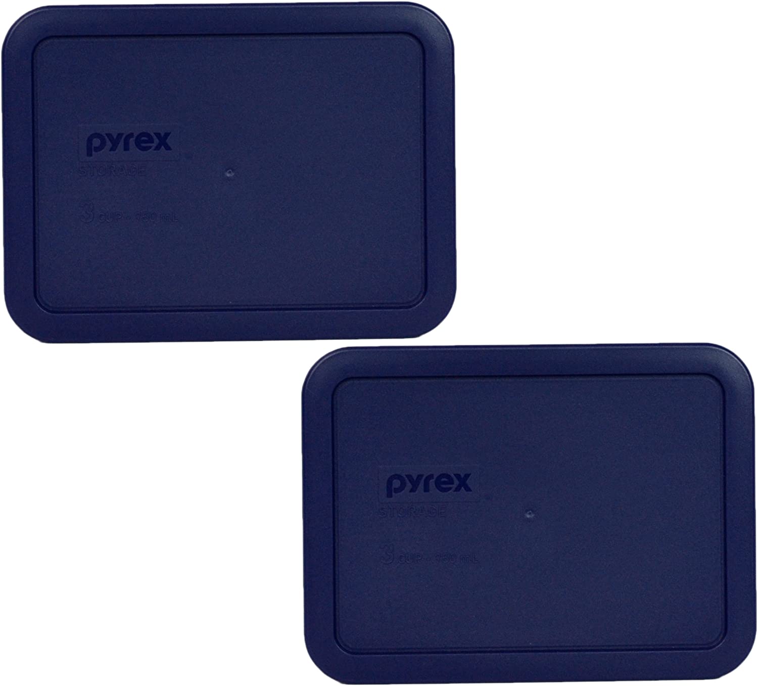 Pyrex (2) 7212 11-Cup Clear Glass Dishes with (2) Dark Blue and (2) Red 7212-PC Plastic Lids