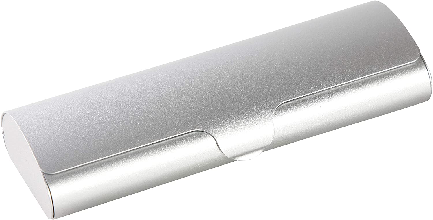 LUOZZY Aluminum Glasses Case Metal Glasses Shell Case Eyewear Spectacles  Box for Outdoor Travel 152 x 56 x 32 MM (Silver)