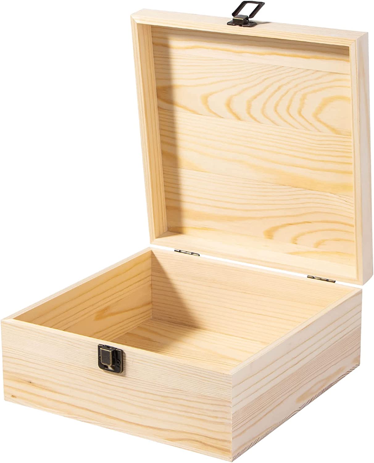 Wooden Chest Box-small Wooden Box, 6.7 X 5.1 X 3.1 Inch Natural Pine Wood  Box DIY Wood Box With Hinged Lids for Art, Hobbies, Jewelry Box 