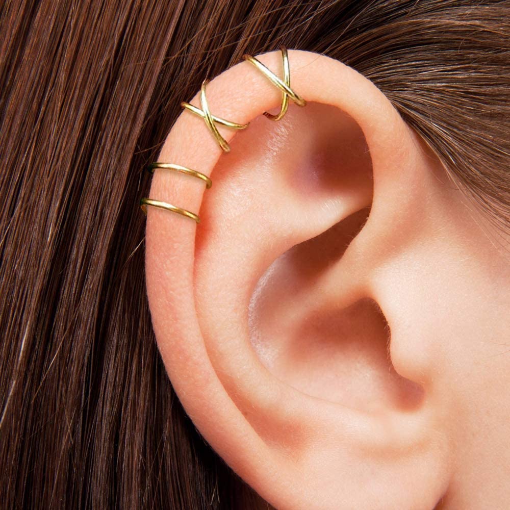  Obidos Cuff Earrings for Women 14K Gold Plated Ear Cuffs for  Non Pierced Ears Cartilage Earrings: Clothing, Shoes & Jewelry