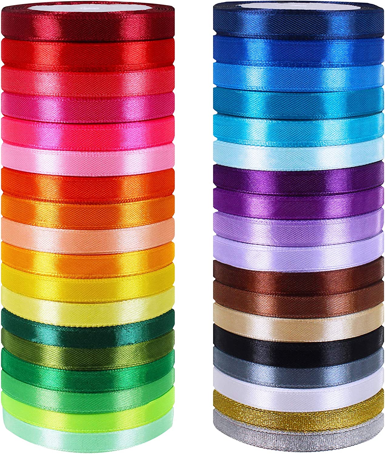MEEDEE Pastel Rainbow Ribbon Pastel Ribbon Assortment Rainbow 3/8 X 50  Yards