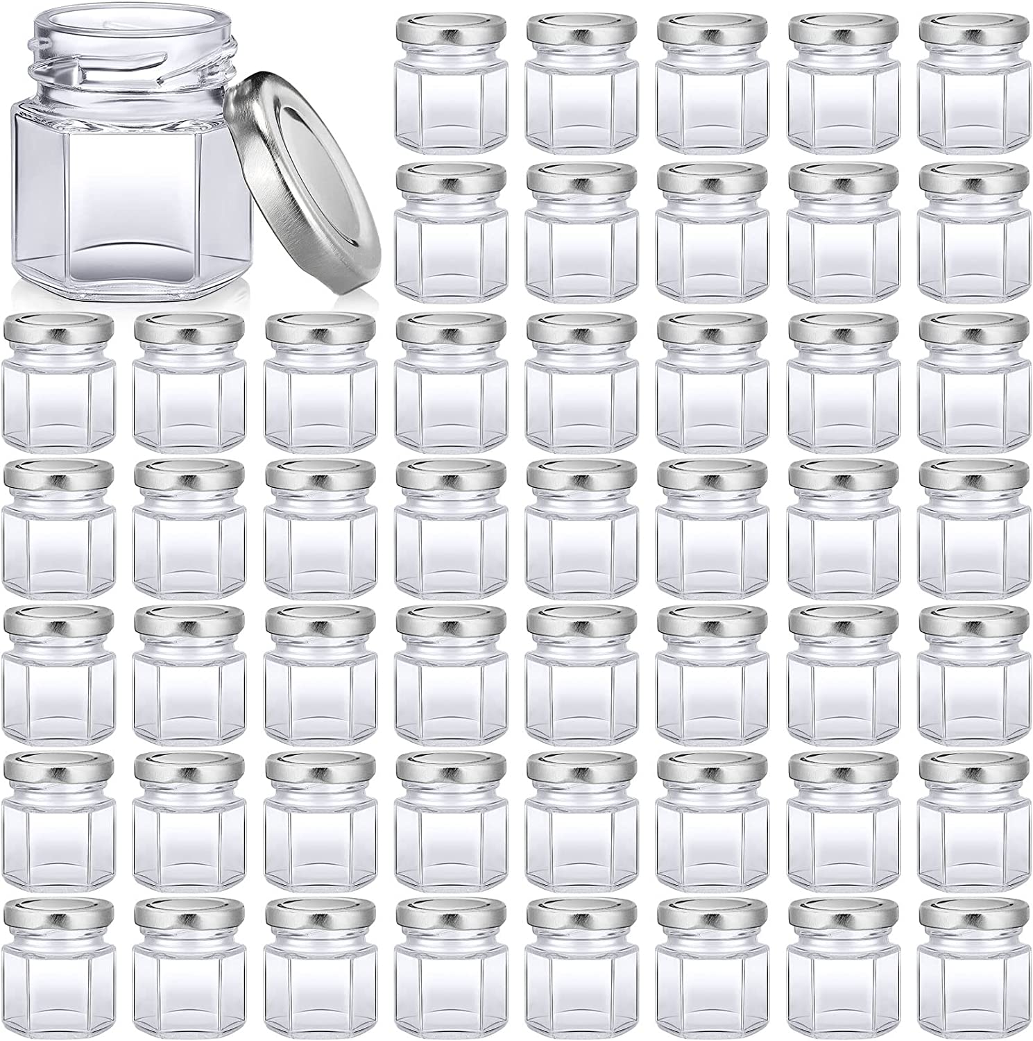 Superlele 30pcs 1.5oz Hexagon Mini Glass Jars with Gold Lids, Honey Jars  Small Spice Jars