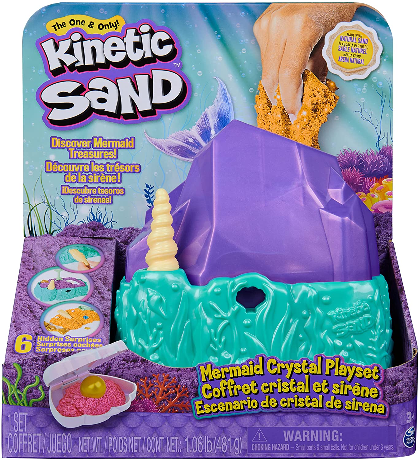 Kinetic Sand 6053691 Rainbow Mix Set with 3 Colours 382g and 6
