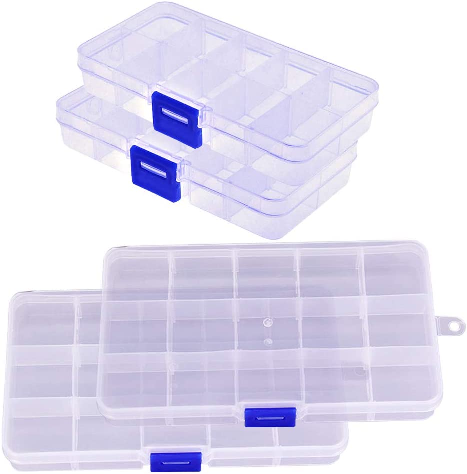 4-24 Compartment Transparent Organiser Box with Removable Sections - 48mm x  235mm x 382mm - Duratool