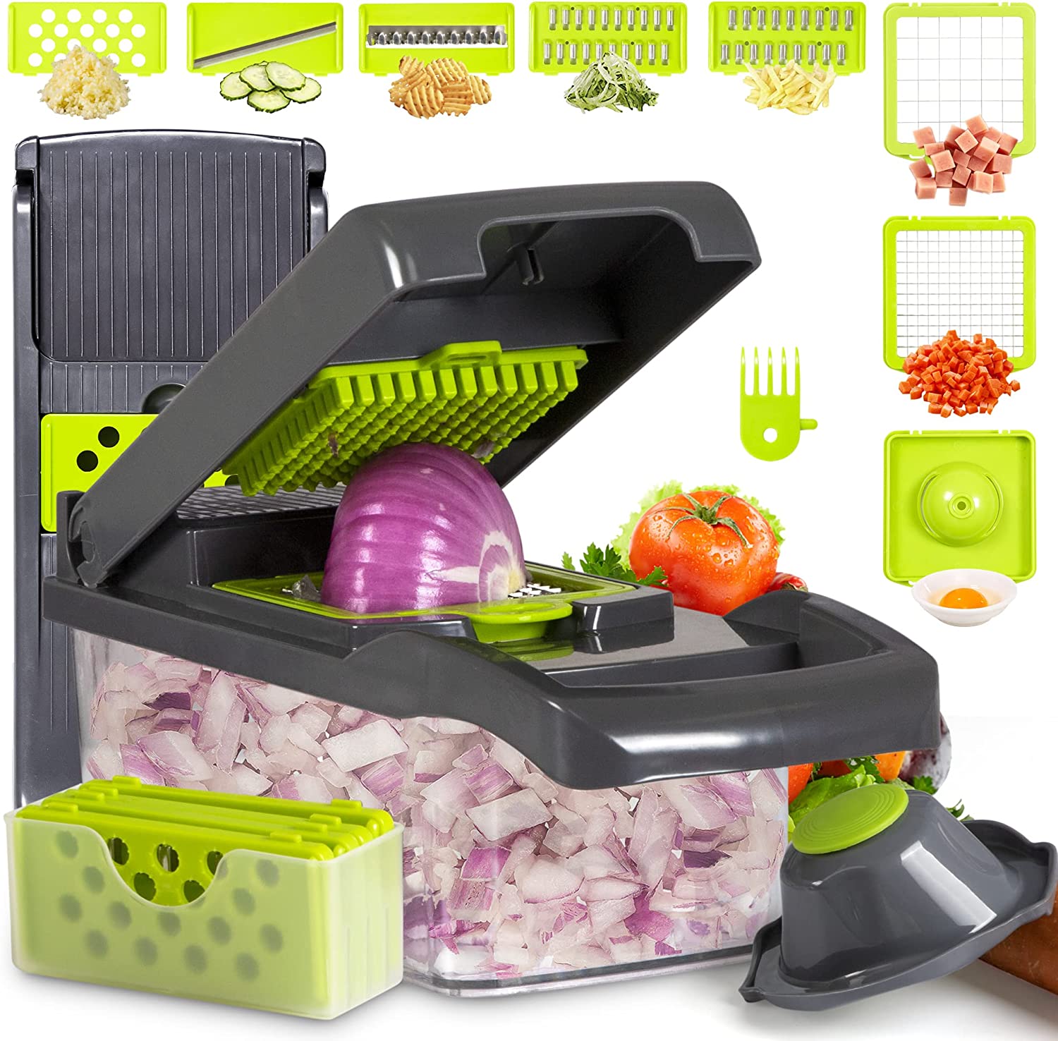 𝗡𝗢𝗕𝗟𝗘 𝗚𝗢𝗨𝗥𝗠𝗘𝗧 Vegetable Chopper Cutter - Onion Chopper Slicer -  Premium Gift Box - Veggie & Food Chopper Dicer - Handheld Kitchen Tool -  Chop