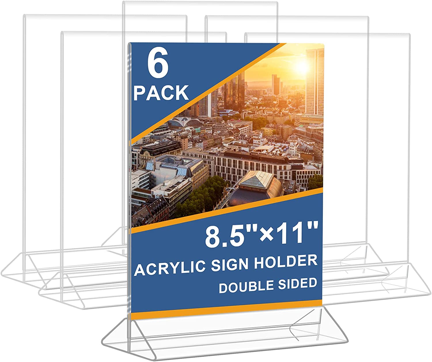 Lechay 3 Pack Acrylic Sign Holder, 8.5 x 11 Inches Clear Table Menu Display Stand Desktop Display Stand Paper Holder Table Top Sign Holder Suitable