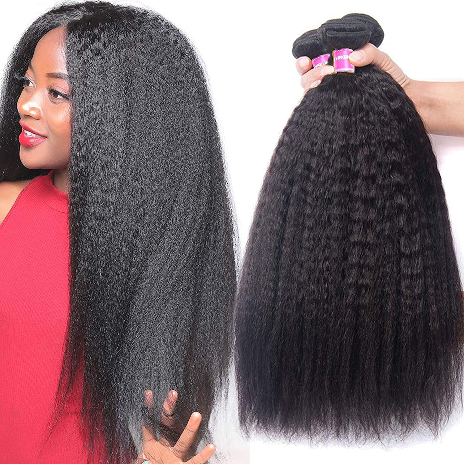  Amella Hair 8A Brazilian Curly Hair Weave 3 Bundles (14 16 18  inch,285g) Virgin Kinky Human Hair 100% Unprocessed Hair Weft Extensions  Natural Black Color : Beauty & Personal Care