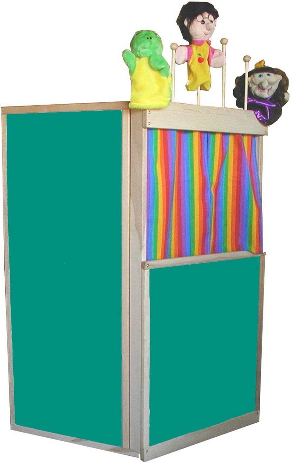 Rundad Wooden Puppet Theater Bonus 2 Hand Puppet, Double-Sided Lemonade  Stand & Puppet Show Theater for Kids, Wood Deluxe Children Puppet Theatre  Toy