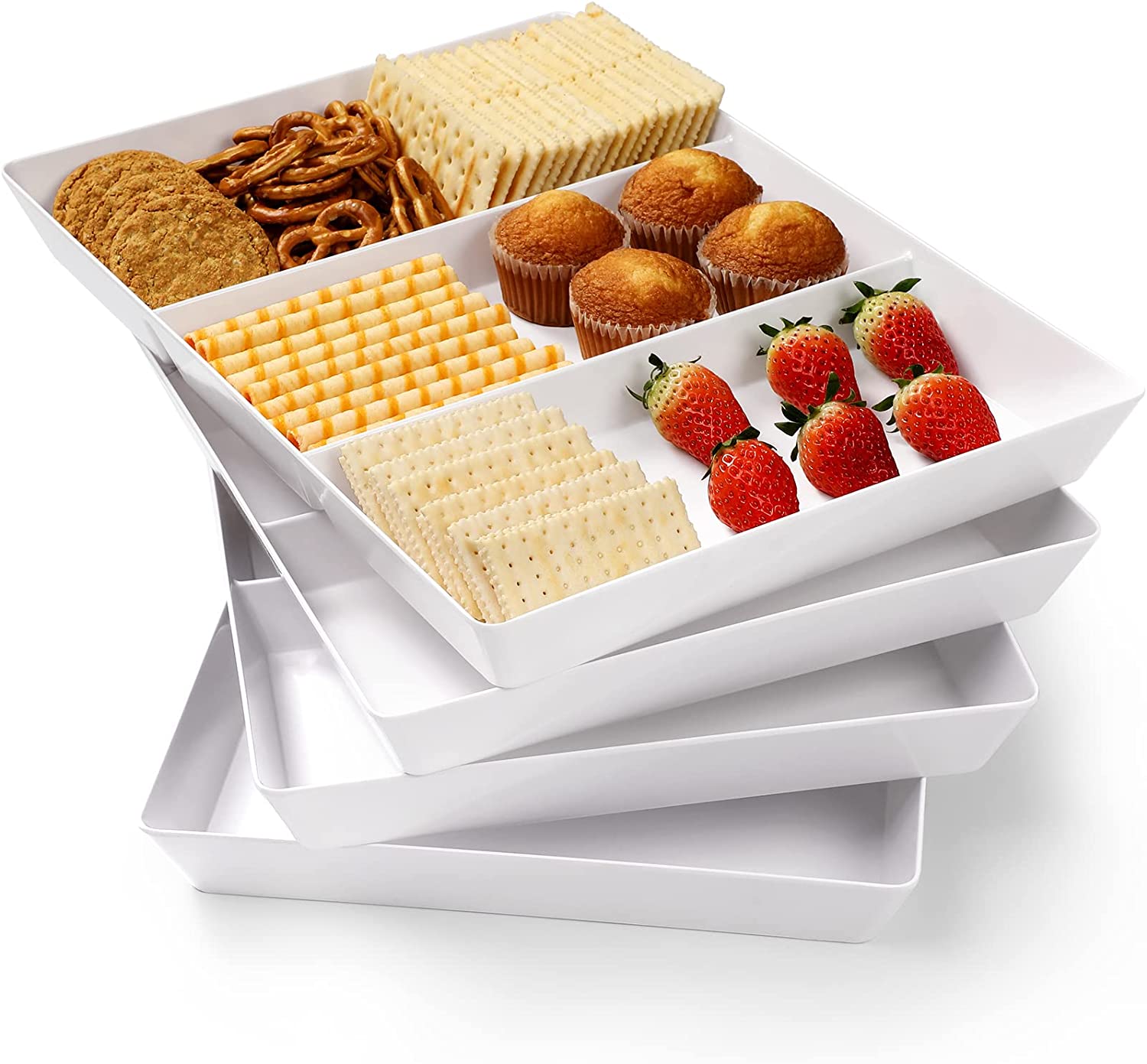  DELLING 16 x 5 Ceramic 3-Section Stackable Serving