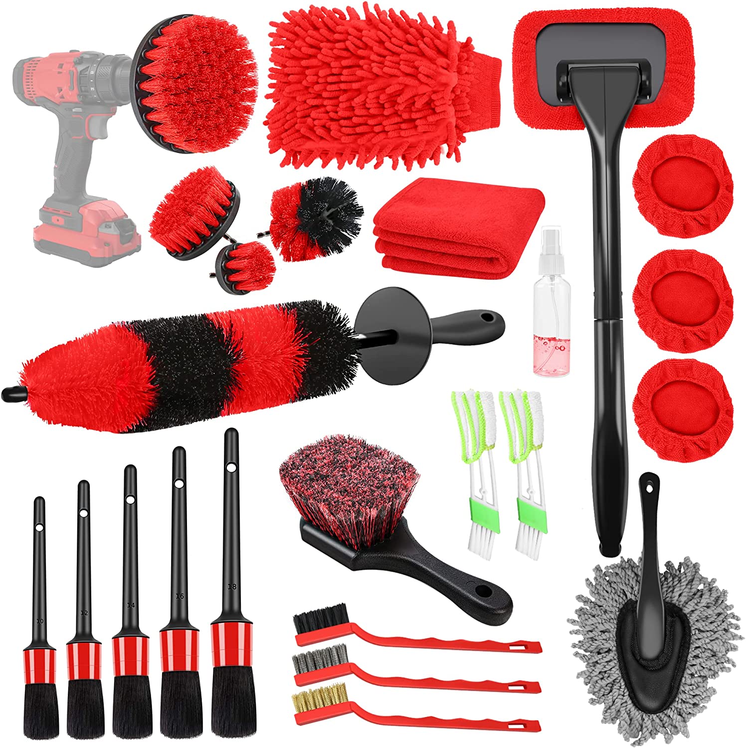 BMLEI 5pcs Car Detailing Brushes Set, Boars Hair Auto Car Detail Brush Kit  No Scratch, Ultra Soft Car Duster Brushes Perfect for Interior, Exterior