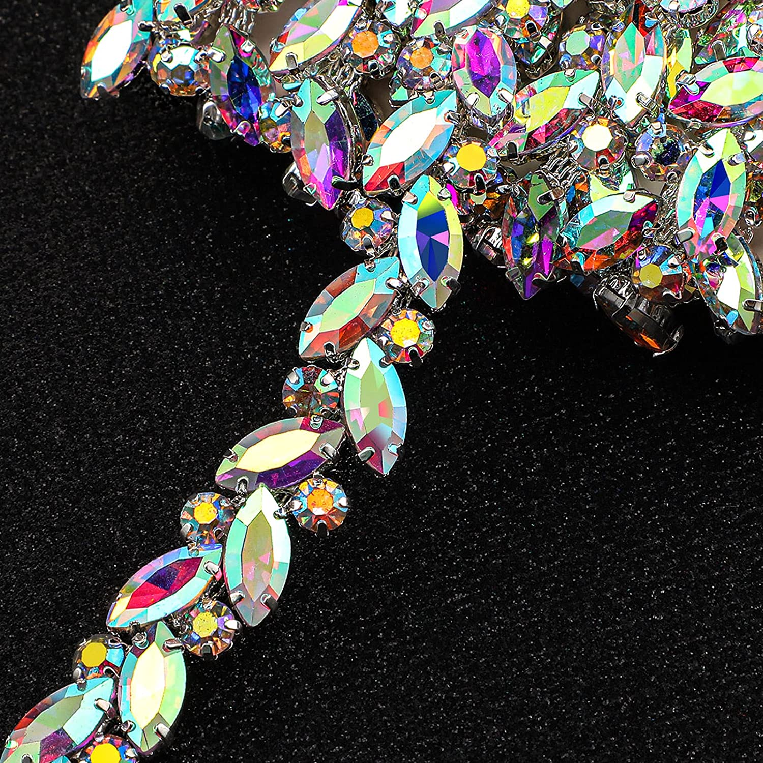 PandaHall 20mm Crystal Rhinestone Trim Hotfix Ribbon Colorful Artificial  Gem Stone Applique Chain Embellishment for Wedding Bridal Dress Shoes Phone