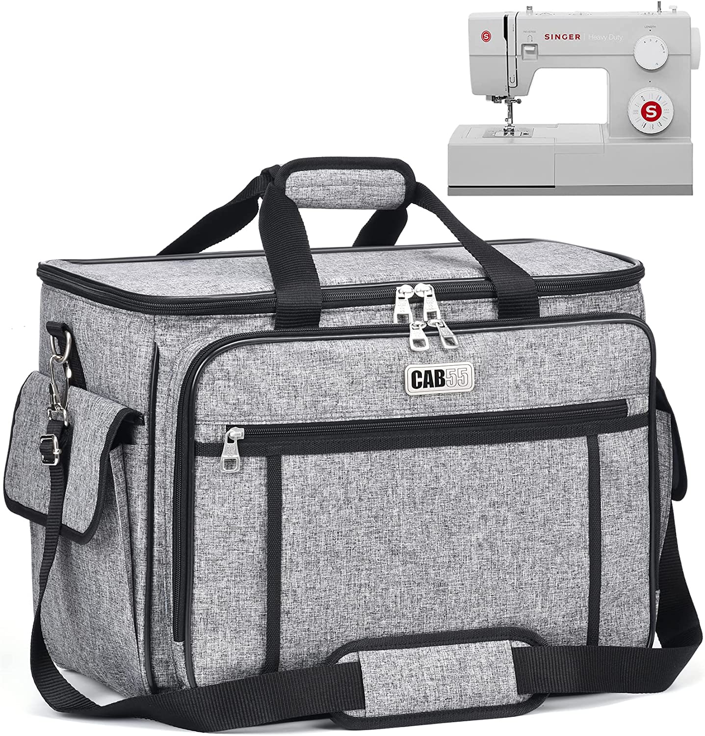 Gray Sewing Machine Carrying Case, Universal Tote Travel Bag