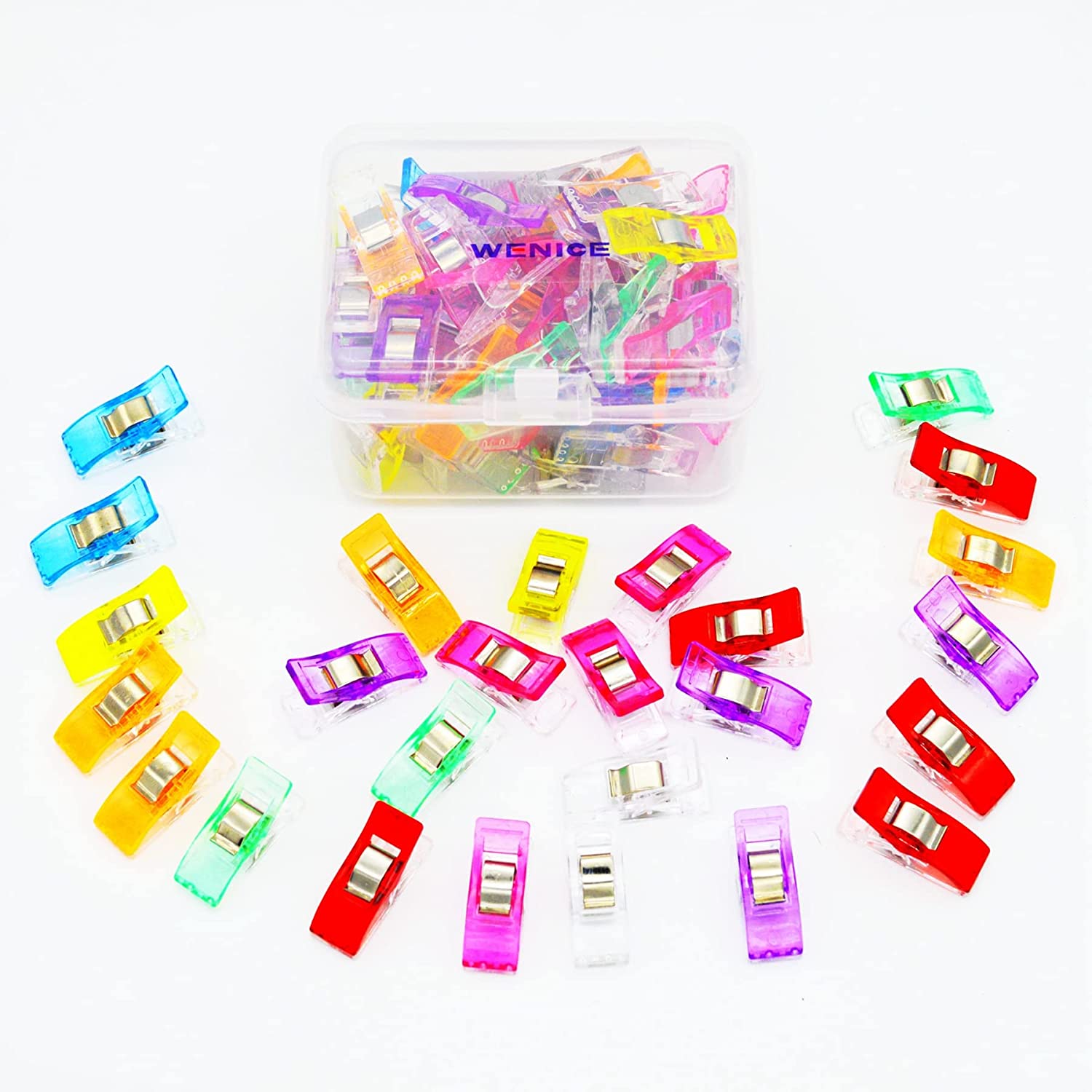Coideal Large Sewing Fabric Clips 60 Pcs Jumbo Quilt Clips for Quilting  with Plastic Box Package Assorted Bright Colors (Multicolored) Large  Multicolored