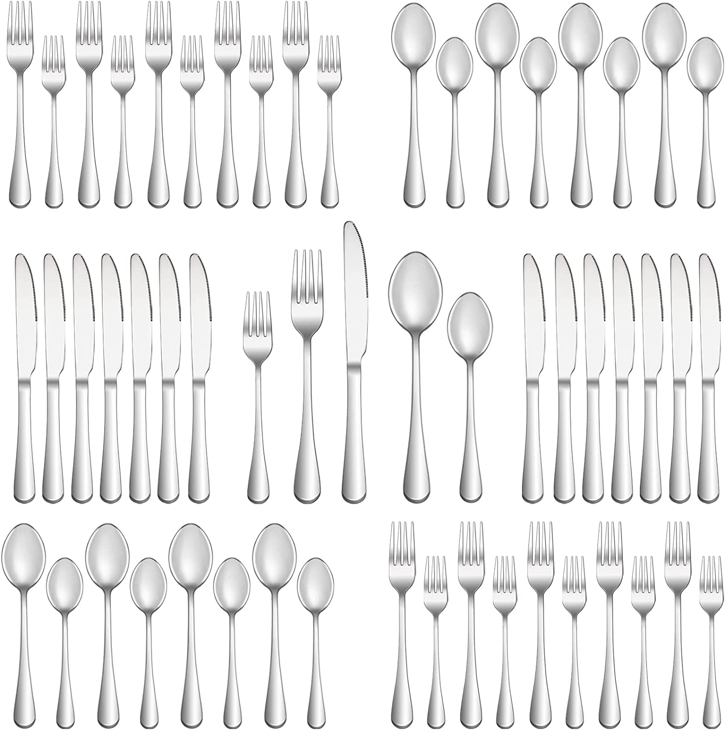 40 Piece Black Silverware Set Service for 8, EIUBUIE Premium