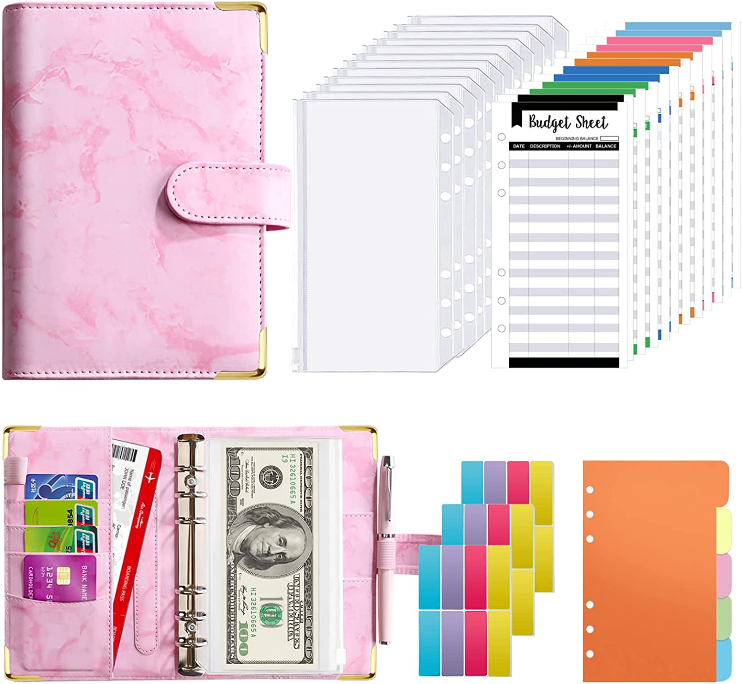 SOUL MAMA Premium Budget Binder with Zipper Envelopes