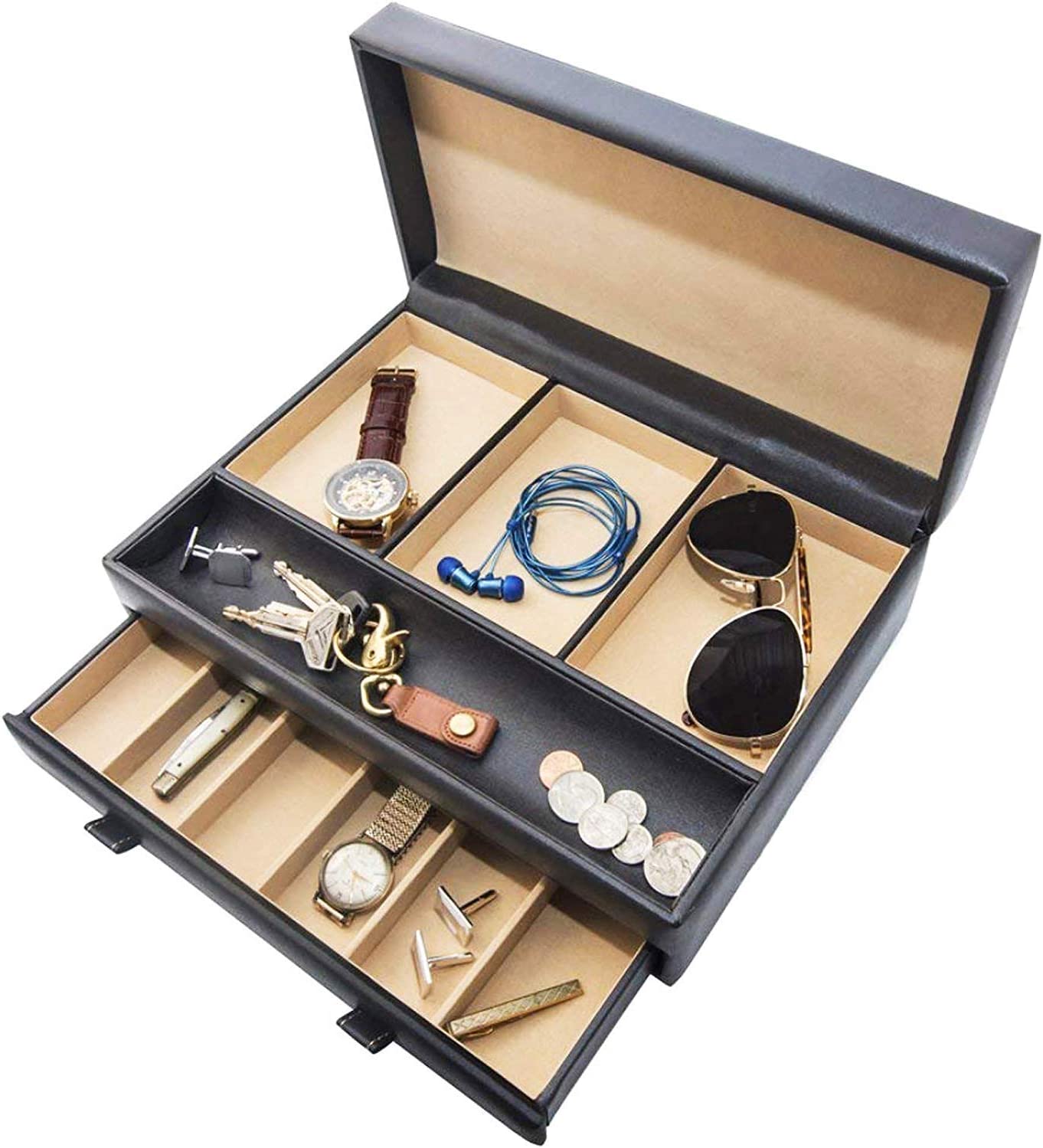 Juvale Velvet Jewelry Box Organizer - Lockable 2 Layer Travel Case