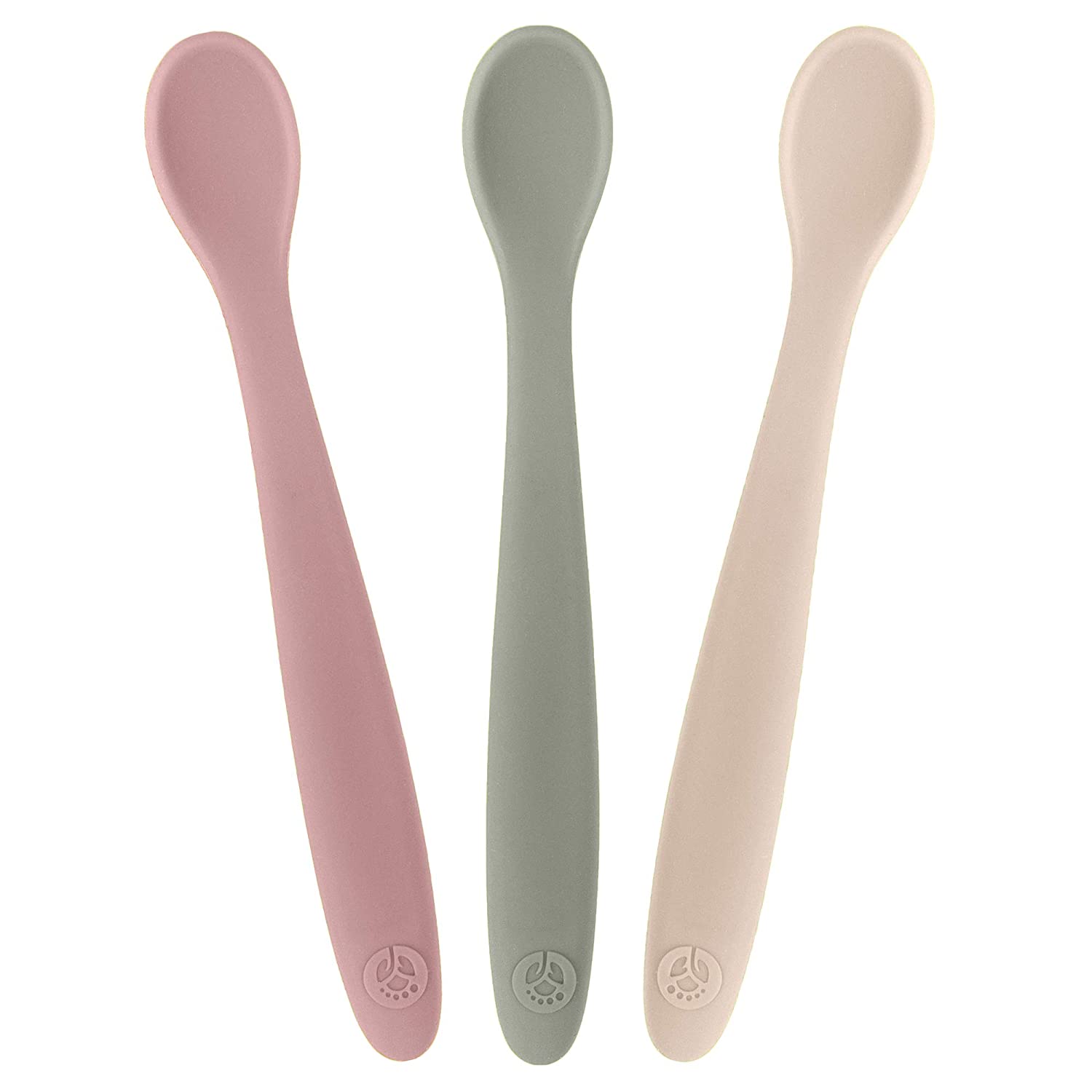 SAMiGO Silicone Baby Spoons Self Feeding 6+ Months - Infant Toddler  Utensils - First Stage Baby Led Weaning Feeding Supplies - Set of 3 Pack