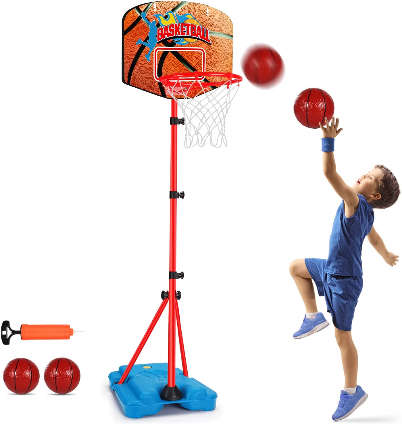  JOYIN Arcade Basketball Game Set with 4 Balls and Hoop for Kids  3 to 12 Years Old Indoor Outdoor Sport Play - Easy Set Up - Air Pump  Included - Ideal