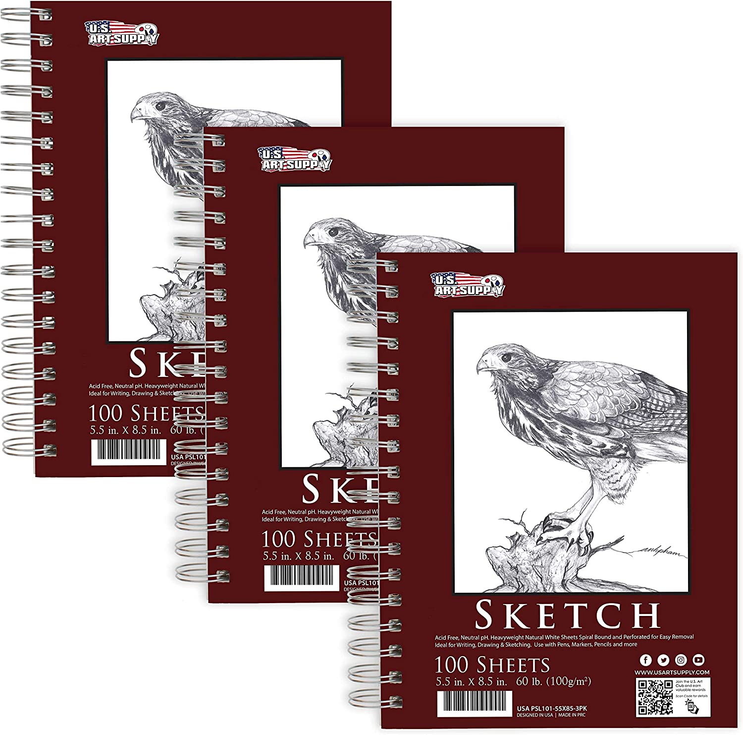 9 x 12 Sketch Book, Top Spiral Bound Sketch Pad, 100-Sheets (50lb), Acid  Free Art Sketchbook Artistic Drawing Painting Writing Paper for Kids Adults  Beginners Artists 