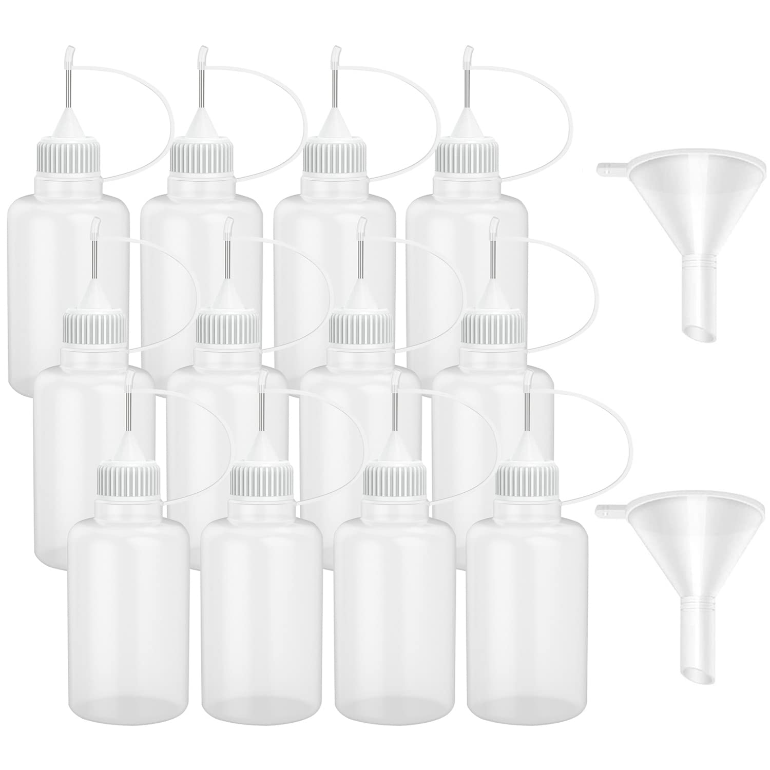 30pcs 10ml Needles Precision Tip Applicator Translucent Glue Bottles and 6  Color Tips for DIY Quilling Craft Acrylic Painting with 5 Funnel